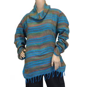Super Soft Roll Neck Jumpers - Blue Rainbow